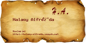Halasy Alfréda névjegykártya